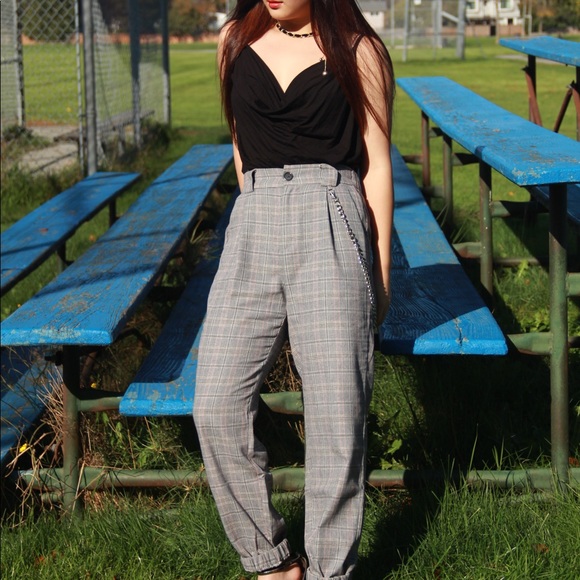 PLAID JOGGERS WITH CHAIN - Picture 2 of 8
